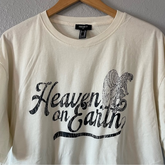 Forever 21 Men's Cream Heaven on Earth Christian Graphic Print T-shirt Size XXL - Picture 3 of 4